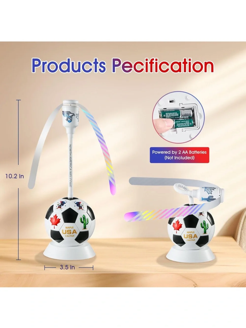 Table Top Fly Repellent Fan to Keep Flies Away from Food- Set of 2 Soccer Themed